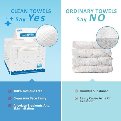 HOMEXCEL Face Towels,Disposable Makeup Remover Wipes,Super Soft Biodegradable Dry Facial Hand Clean Facial Towels Wash Cloth for Sensitive Skin, 50 Count