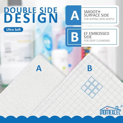 HOMEXCEL Face Towels,Disposable Makeup Remover Wipes,Super Soft Biodegradable Dry Facial Hand Clean Facial Towels Wash Cloth for Sensitive Skin, 50 Count