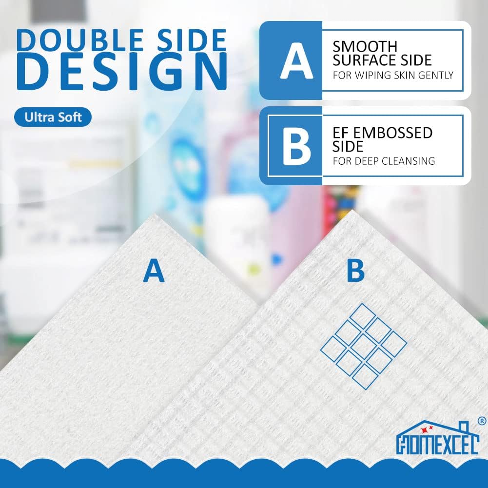 HOMEXCEL Face Towels,Disposable Makeup Remover Wipes,Super Soft Biodegradable Dry Facial Hand Clean Facial Towels Wash Cloth for Sensitive Skin, 50 Count