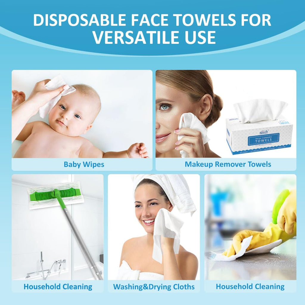 HOMEXCEL Face Towels,Disposable Makeup Remover Wipes,Super Soft Biodegradable Dry Facial Hand Clean Facial Towels Wash Cloth for Sensitive Skin, 50 Count