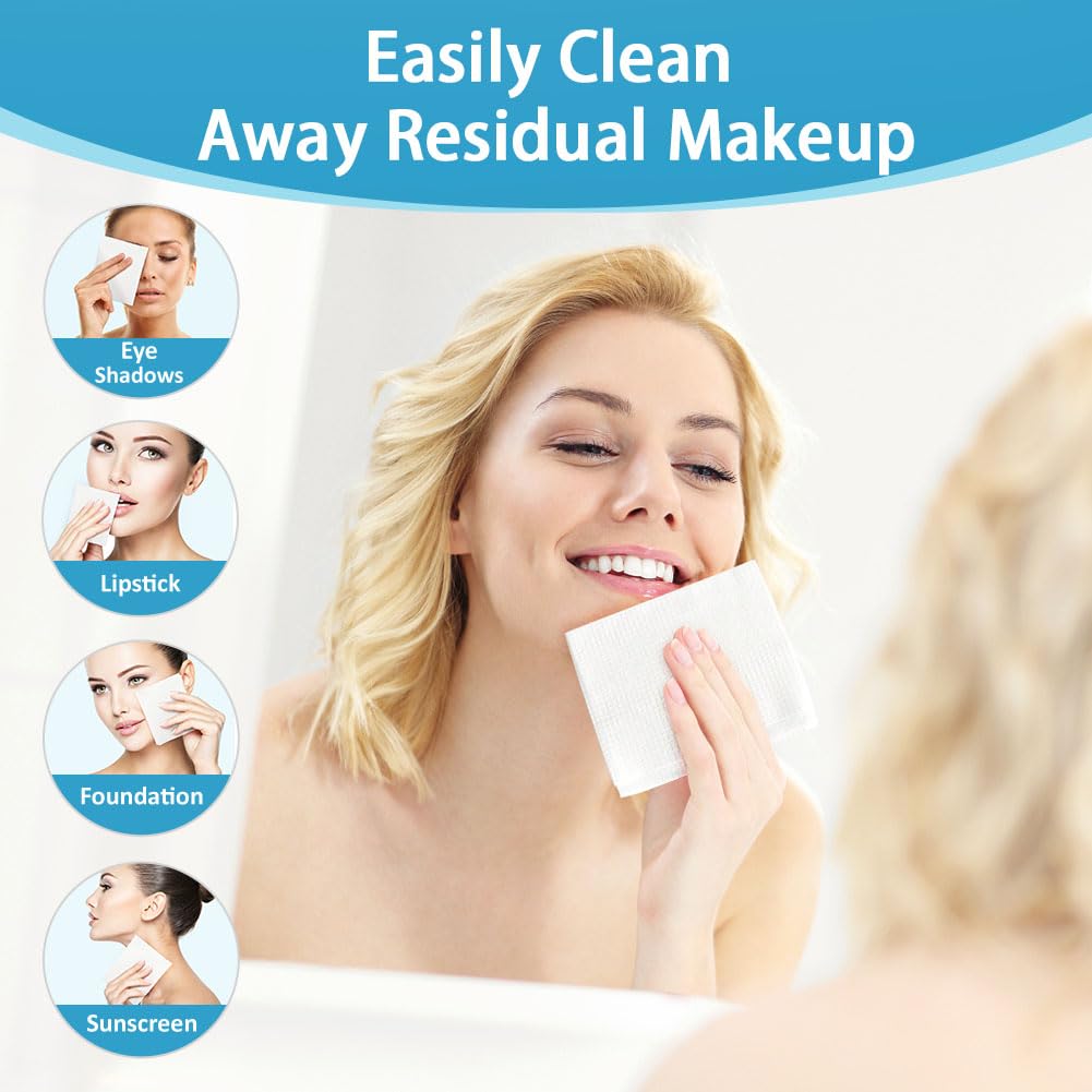 HOMEXCEL Face Towels,Disposable Makeup Remover Wipes,Super Soft Biodegradable Dry Facial Hand Clean Facial Towels Wash Cloth for Sensitive Skin, 50 Count