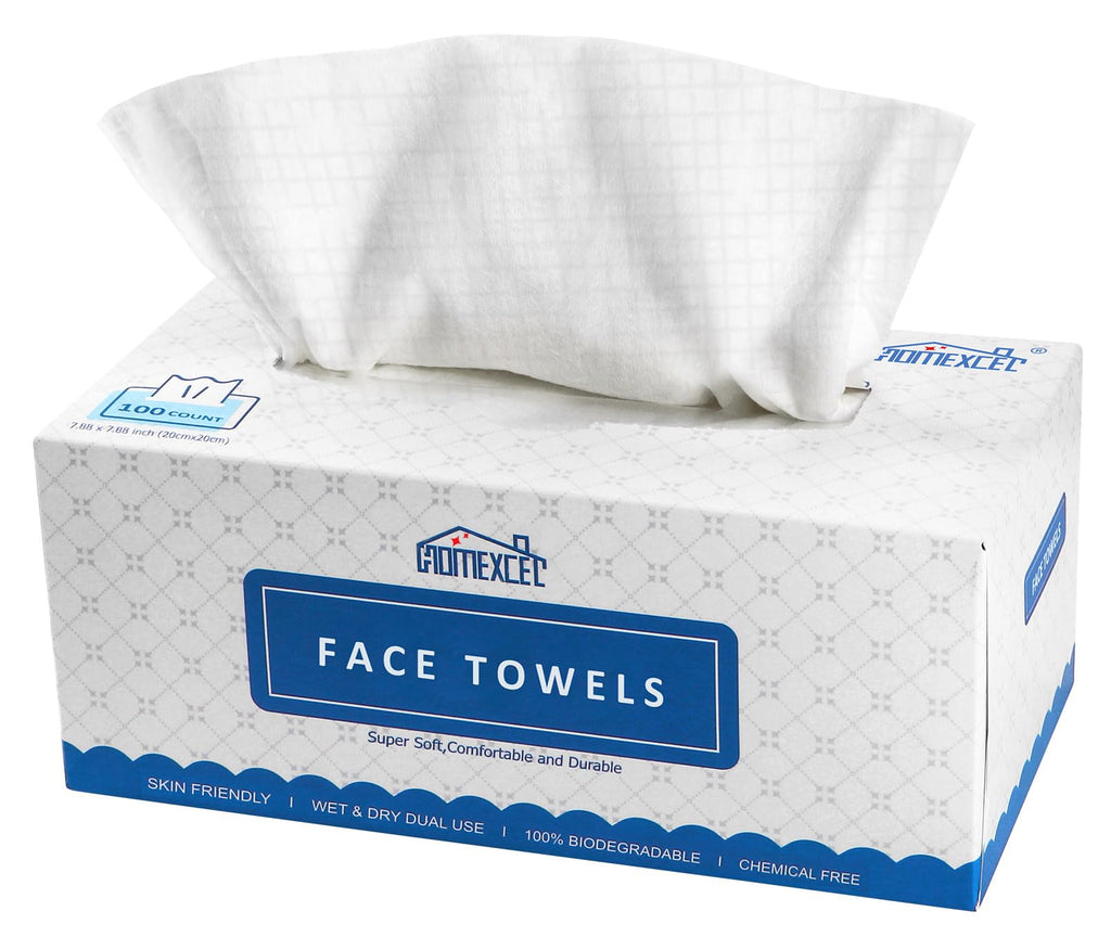 HOMEXCEL Face Towels,Disposable Makeup Remover Wipes,Super Soft Biodegradable Dry Facial Hand Clean Facial Towels Wash Cloth for Sensitive Skin, 50 Count