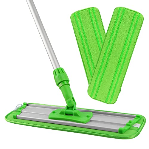 HOMEXCEL Microfiber Mops for Hardwood Floor, Laminate, Vinyl & Tile, 18 inch Flat Mop Sweeper with 2 Dry and Wet Reusable Dust Cleaning Pads, Household Cleaning Tools for Home, Kitchen