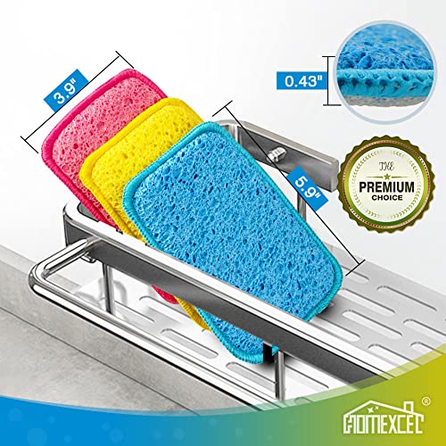 12 Pack Scrub and Wipe Cleaning Pads,Dual Sided Sponges Kitchen,All Purpose Cloth for Dishes, Pots, Pans, Non-Stick Cookware,Countertop(Red,Yellow,Blue)