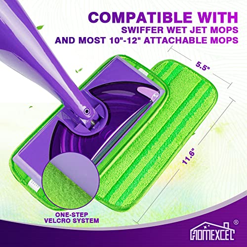 HOMEXCEL Microfiber Mop Pads Compatible with Swiffer Wet Jet, Reusable and Machine Washable Floor Mop Pad Refills, Mop Head Replacements for Multi Surface Wet & Dry Cleaning