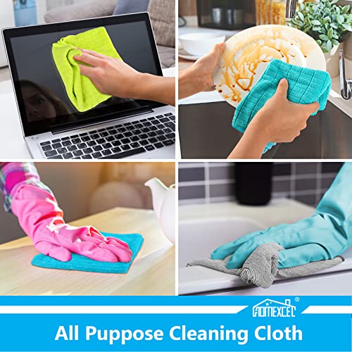 HOMEXCEL Microfiber Cleaning Cloths,All-Purpose Kitchen Microfiber Towels,Reusable Highly Absorbent Lint Free Cleaning Rags Dish Cloth for House,Car,Window,Glass,14''x16'',6 Pack