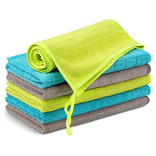 HOMEXCEL Microfiber Cleaning Cloths,All-Purpose Kitchen Microfiber Towels,Reusable Highly Absorbent Lint Free Cleaning Rags Dish Cloth for House,Car,Window,Glass,14''x16'',6 Pack