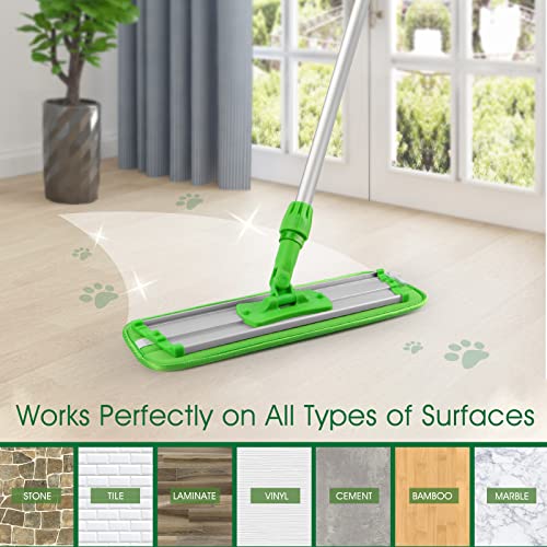 HOMEXCEL Microfiber Mop Floor Cleaning System,18-inch Dust Mop with 2 Reusable Pads for Hardwood,Tile and Vinyl,360-Spin Floor Mop Head & Extendable Handle Household Cleaning Tools for Home&Office