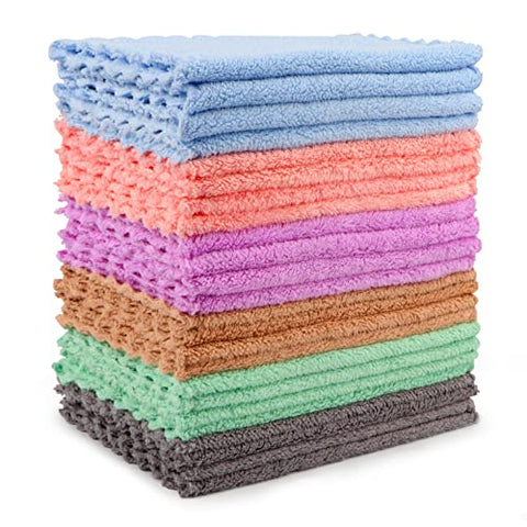 The Luxury Lifestyle Portal HOMEXCEL Microfiber Cleaning Cloth,12 Pack  Cleaning Rag,Cleaning Towels with 4 Color  Assorted,11.5X11.5(Green/Blue/Yellow/Pink), towels for cleaning