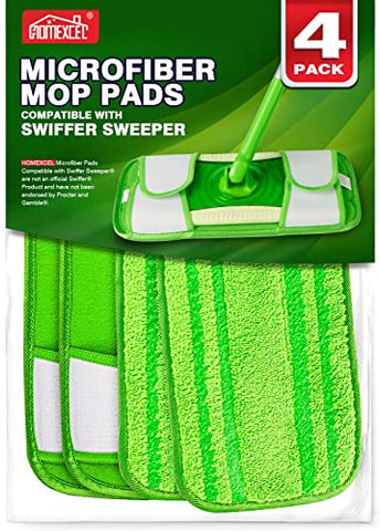 HOMEXCEL Microfiber Mop Pads Compatible with Swiffer Sweeper Mops, Reusable and Machine Washable Floor Mop Pad Refills, Mop Head Replacements for Multi Surface Wet & Dry Cleaning