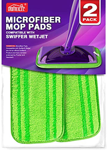 HOMEXCEL Microfiber Mop Pads Compatible with Swiffer Wet Jet, Reusable and Machine Washable Floor Mop Pad Refills, Mop Head Replacements for Multi Surface Wet & Dry Cleaning