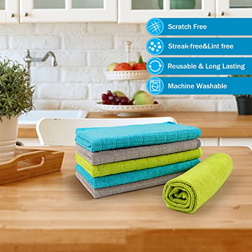 HOMEXCEL Microfiber Cleaning Cloths,All-Purpose Kitchen Microfiber Towels,Reusable Highly Absorbent Lint Free Cleaning Rags Dish Cloth for House,Car,Window,Glass,14''x16'',6 Pack