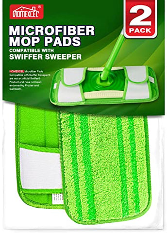 HOMEXCEL Microfiber Mop Pads Compatible with Swiffer Sweeper Mops, Reusable and Machine Washable Floor Mop Pad Refills, Mop Head Replacements for Multi Surface Wet & Dry Cleaning