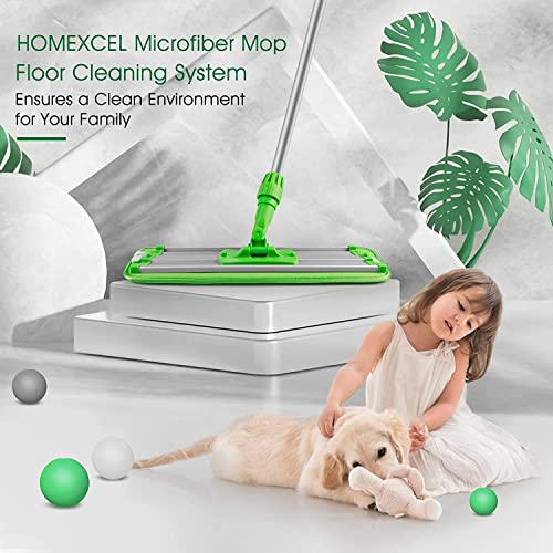 HOMEXCEL Microfiber Mop Floor Cleaning System,18-inch Dust Mop with 2 Reusable Pads for Hardwood,Tile and Vinyl,360-Spin Floor Mop Head & Extendable Handle Household Cleaning Tools for Home&Office