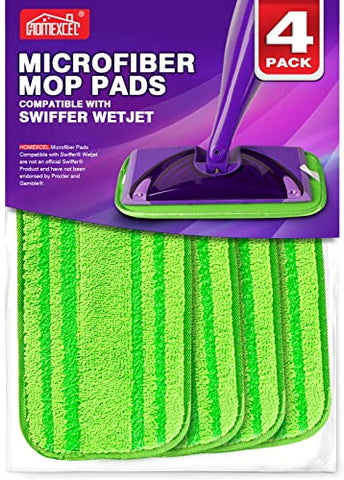 HOMEXCEL Microfiber Mop Pads Compatible with Swiffer Wet Jet, Reusable and Machine Washable Floor Mop Pad Refills, Mop Head Replacements for Multi Surface Wet & Dry Cleaning